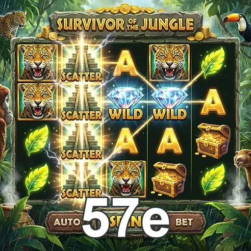 Interface de app mobile da 57e mostrando promoções e jogos